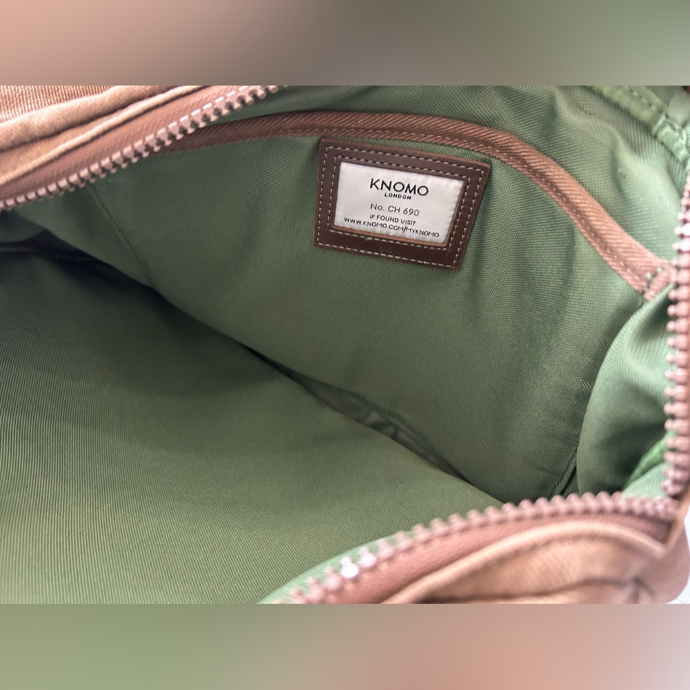Knomo London unisex Laptop Bag / Brown / Olive Green inside - Picture 7 of 13